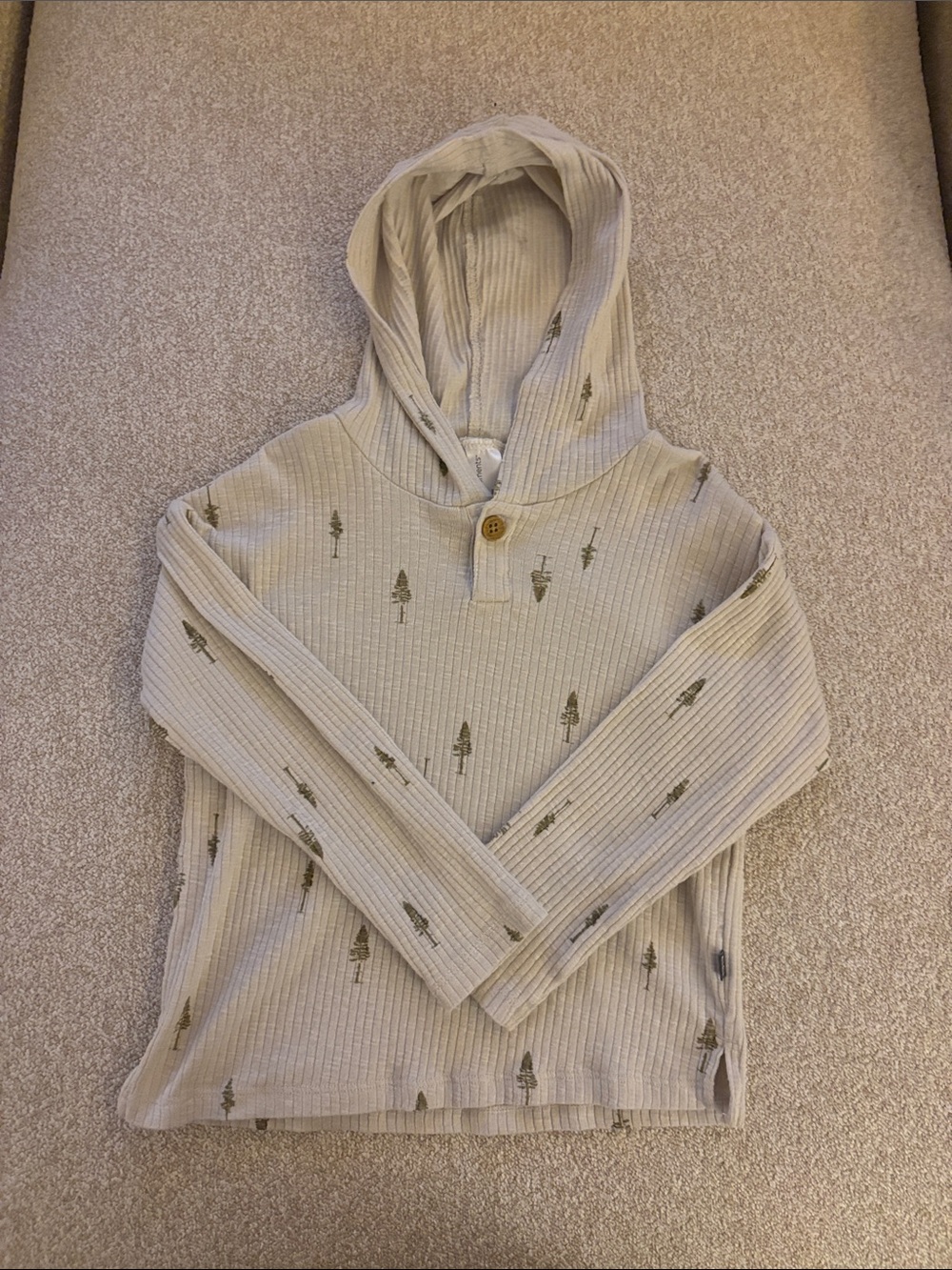 Kids Hooded Rib-Knit shirt with Tree Print - 4T